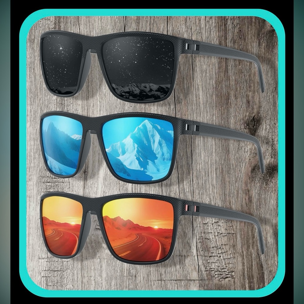 NWT 3PK POLARIZED SUNGLASSES,UNISEX,BLACK FRAMES, LIGHT, NO SLIP RUBBER NOSe😎🔥🔥🔥